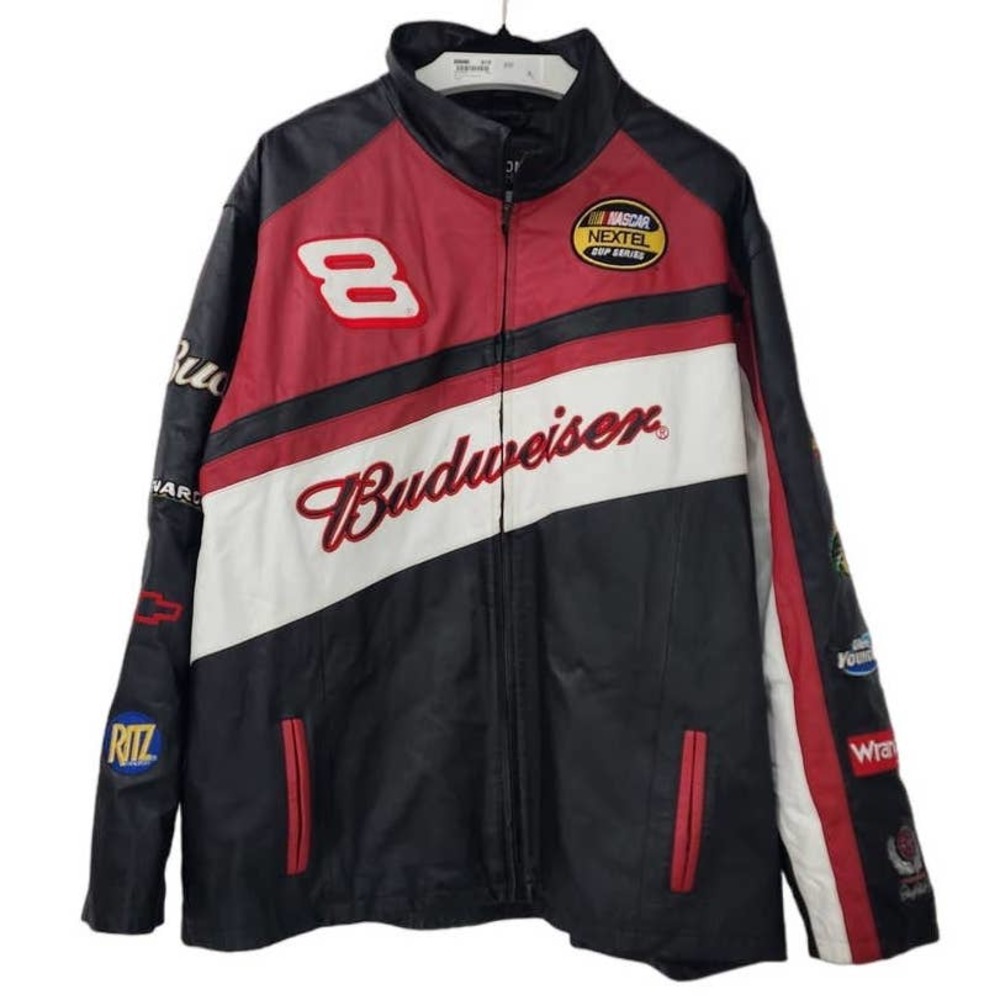 90's Y2K Men's Wilsons Leather Dale Jr Budweiser Racing Jacket NASCAR 2XL